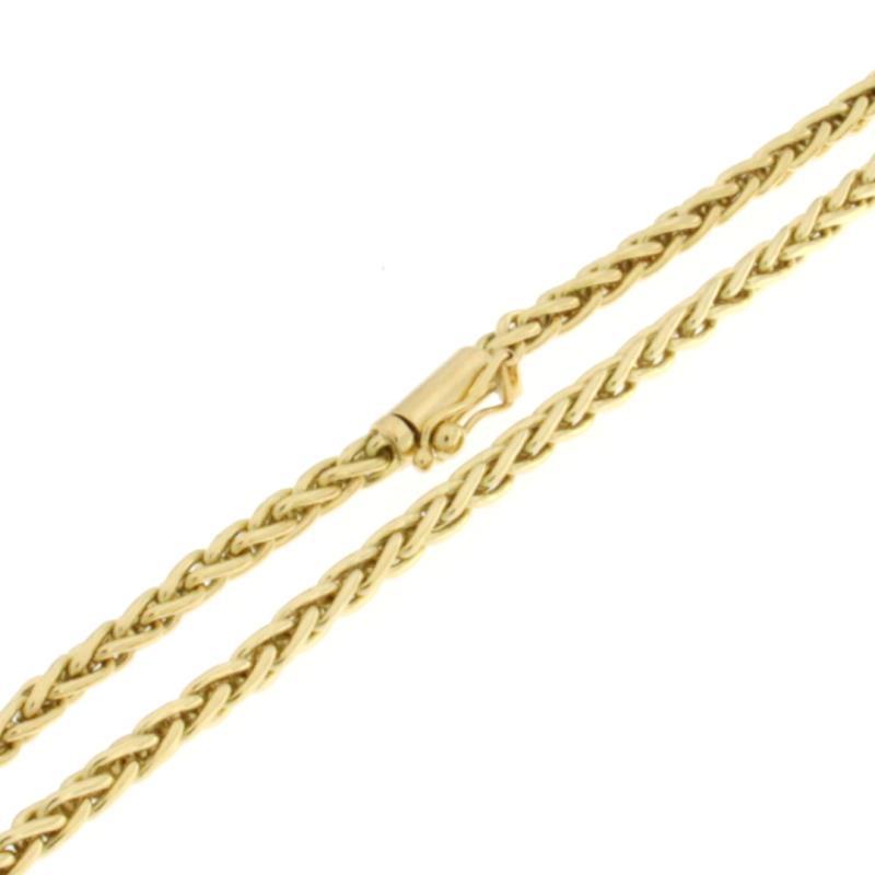 COLLANA MAGLIA SPIGA TUBOLARE  LUNGHEZZA CM 40 LARG MM 4 ORO GIALLO 750/1000 GR 19.6