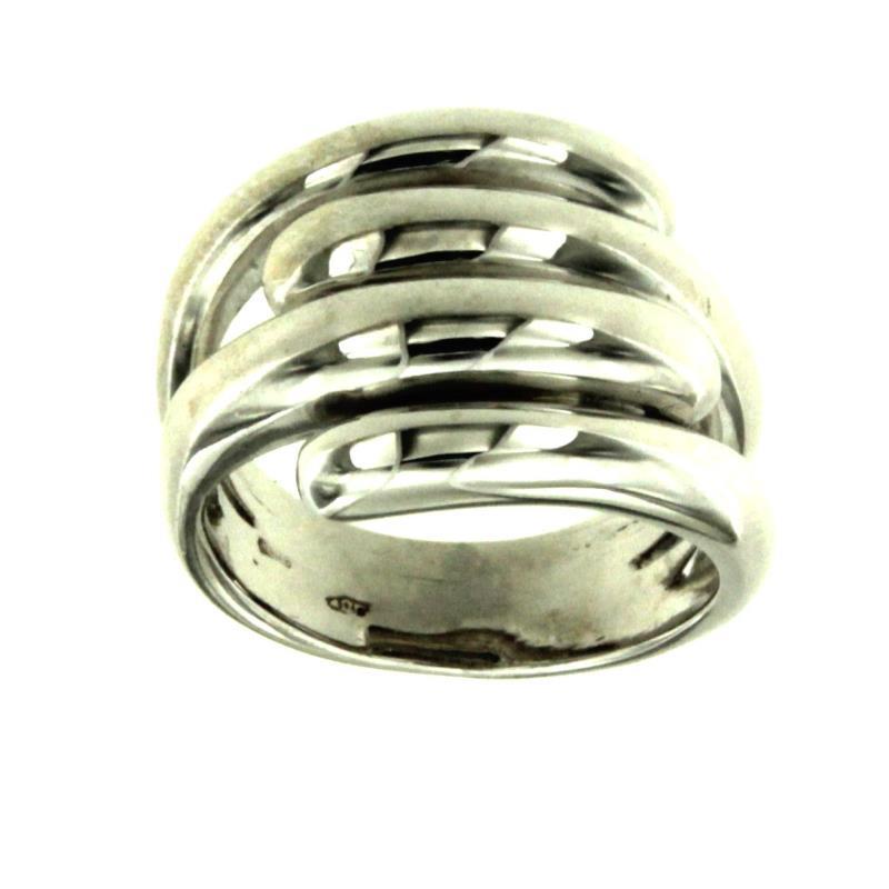 ANELLO FASCIA CONTRARIÈ DOPPIO GIRO MIS ITALIA 13 FRANCIA 53 ORO BIANCO 750/1000 GR 11.1