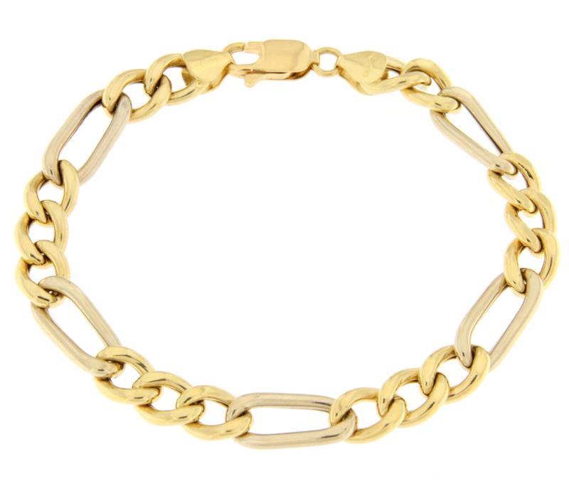 BRACCIALE MAGLIA 3+1 VUOTA LUNGH CM 18.5 LARGH CM 0.7 ORO GIALLO E BIANCO 750/1000 GR 11.40