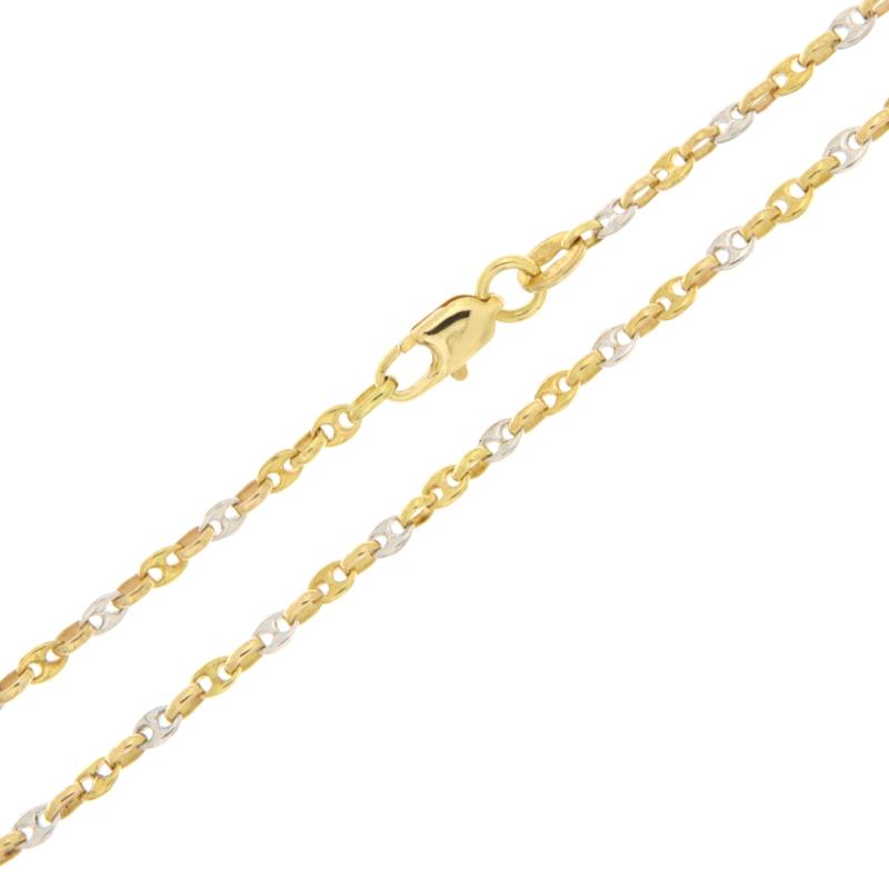 COLLANA MAGLIA MARINA PIENA LUNGH CM 49.50 LARGH CM 0.20 ORO GIALLO E BIANCO 750/1000 GR 6.10