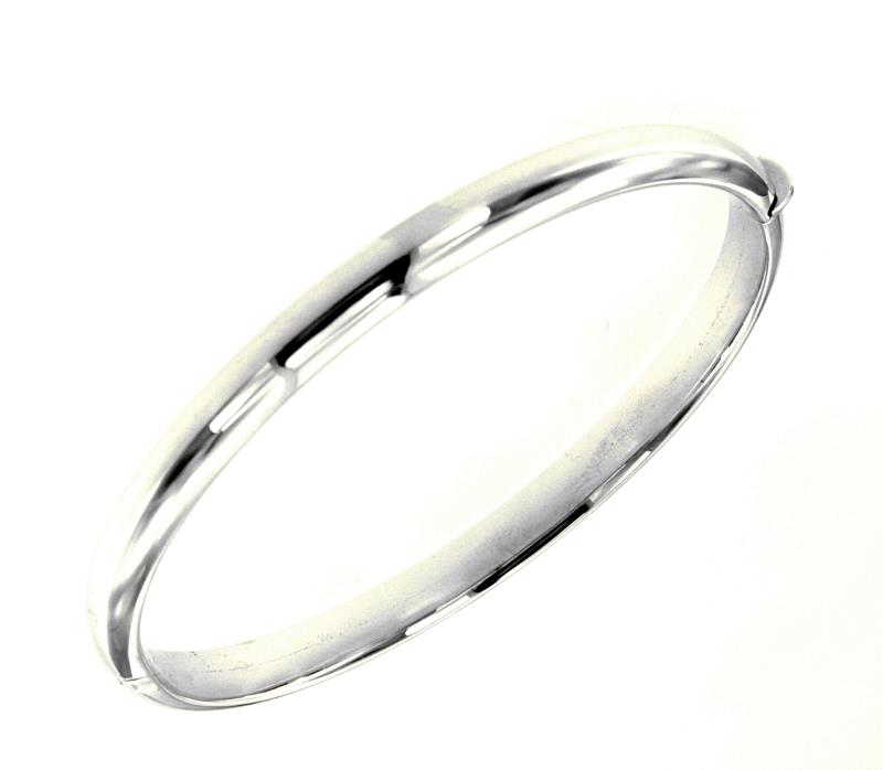 BRACCIALE RIGIDO A CANNA TONDA LUNGH CM 6 LARGHEZZA CM 5.5 ORO BIANCO 750/1000  GR 13 