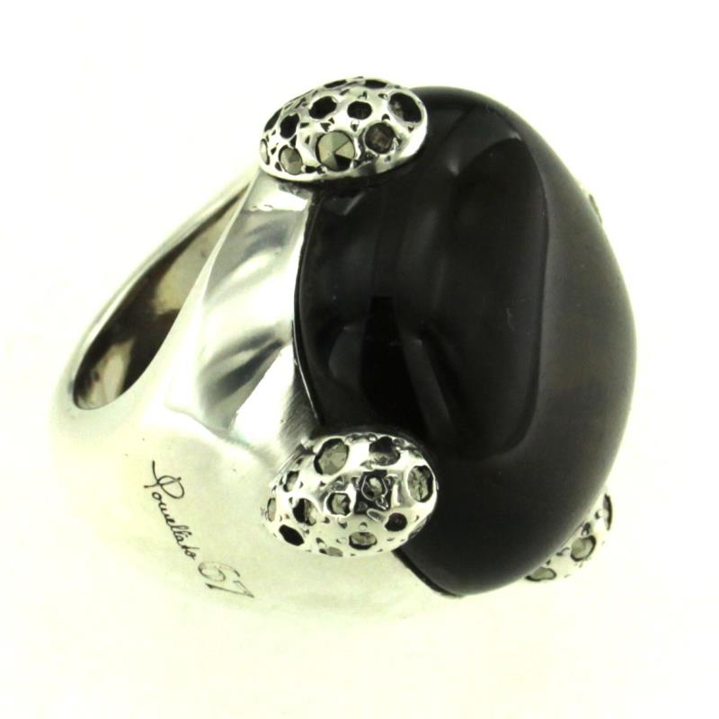 Pomellato 67 Anello in Argento 925 e Quarzo Nero